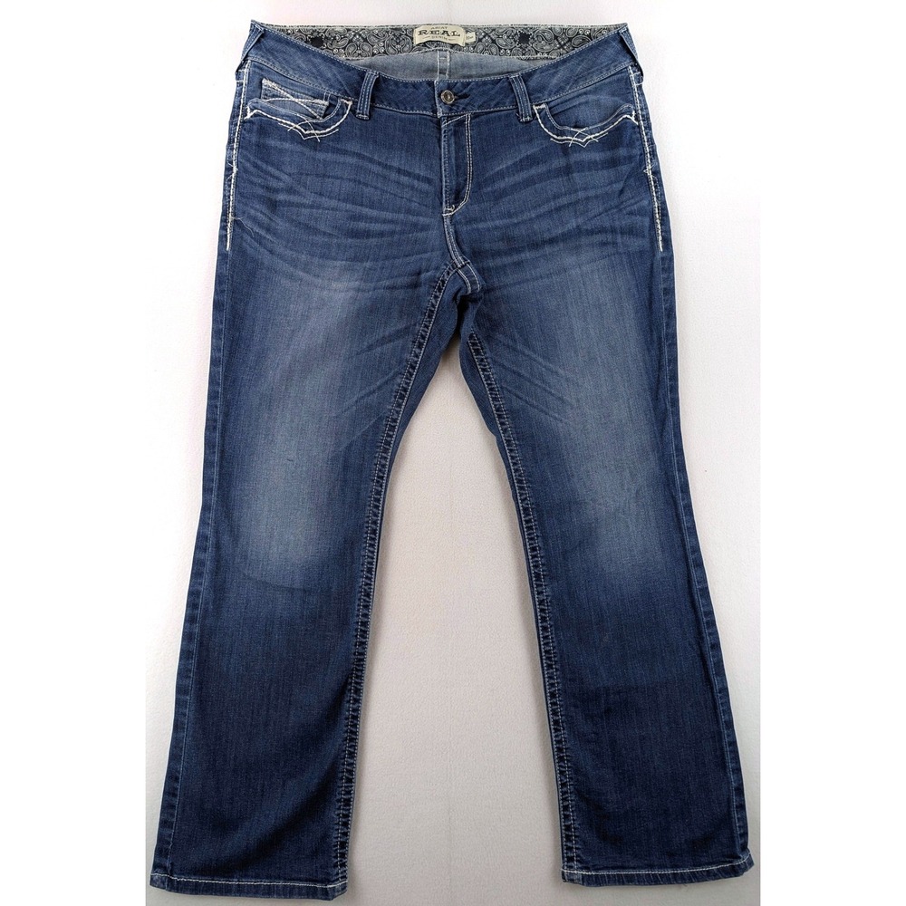 Ariat REAL Denim Womens 20WR Bootcut Jeans Marine Blue Embroidered Western